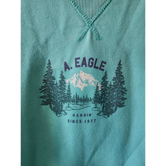 American Eagle Sm Vintage Look 1977 Mountain Pine Tree Sweater Oversized - Picture 3 of 8